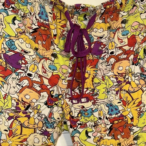 Vtg nickelodeon pajama pj pant bottom sm drawstring open button fly - Picture 2 of 3